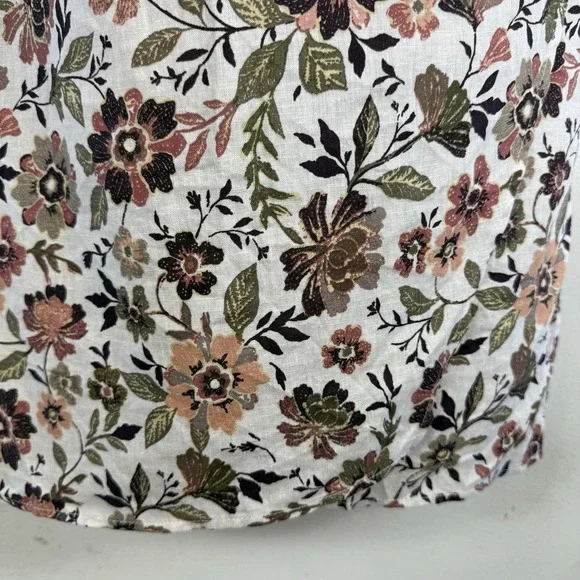 Faherty Willow V-neck Floral Print Linen Wrap Mini Dress size XXS Vacation NEW - Picture 7 of 14